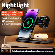 Load image into Gallery viewer, NEXiLUX 4 in 1 Magnetic Flat Foldable Wireless Charging Station with a Night Light NXL-95280 - Black
