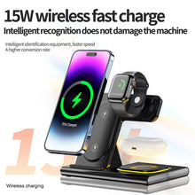 Load image into Gallery viewer, NEXiLUX 4 in 1 Magnetic Flat Foldable Wireless Charging Station with a Night Light NXL-95280 - Black
