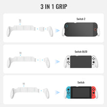 Load image into Gallery viewer, NEXiLUX 3in1 Handgrip compatible with Switch 2, Switch OLED &amp; Original Switch - White

