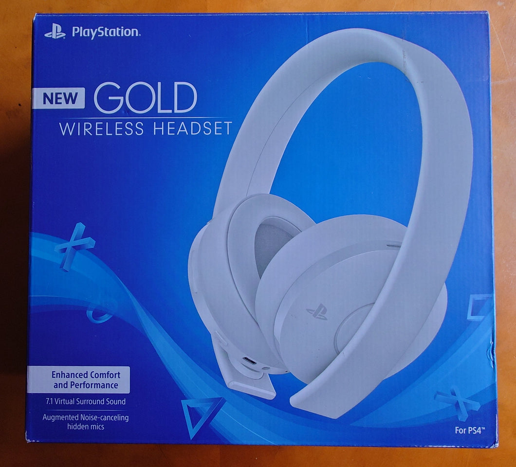 PlayStation Gold Wireless Headset White - PlayStation 4 - Renewed