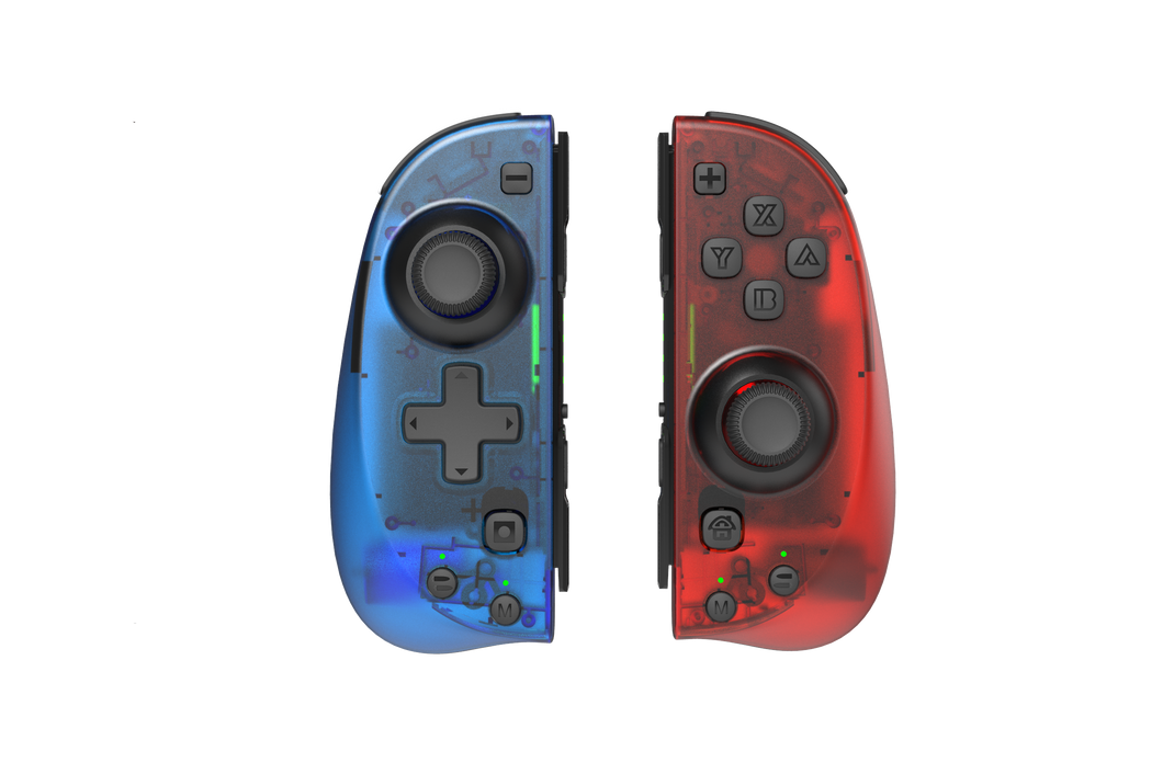 NEXiLUX Motion Controllers pair with a USB Type-C Charging Cable & Joy-Con Alternative compatible with Nintendo Switch - Clear Blue Red